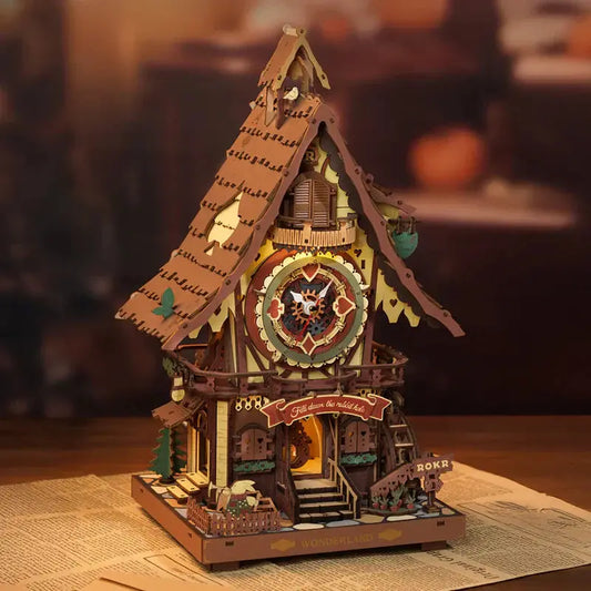 ROKR Colorful Cuckoo Clock Mechanical 3D Wooden Puzzle - LC901C | DIY Wooden Model Kit for Adults & Teens Robotime Global Store