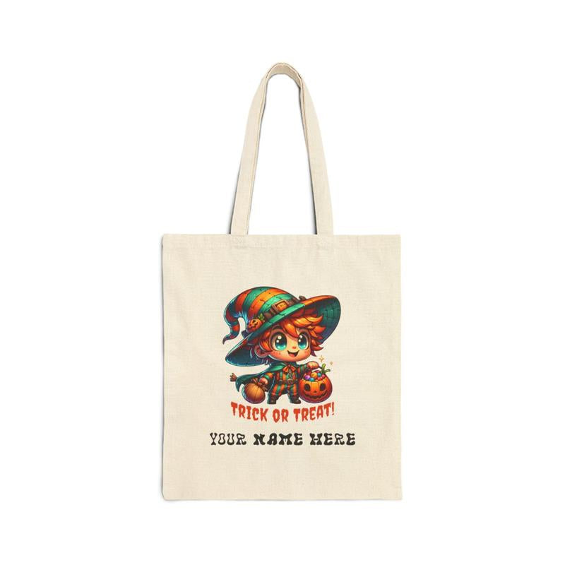 Cute Halloween Candy Canvas Tote Bag, Trick or Treat Spooky Candy Pumpkin Bucket, Personalized Halloween Trick or Treat Canvas Bag, Kid Friendly Halloween Gift, Halloween Costume Accessory, Halloween Party Favor Candy Bag