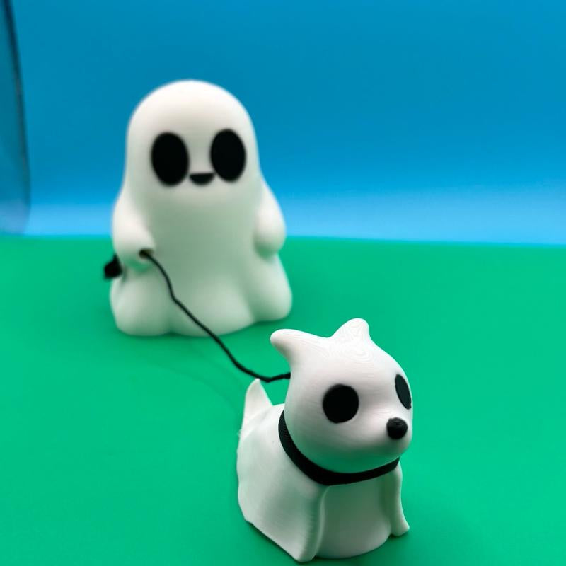 Cute Ghosts with Ghost Pets 3D Printed Figurines