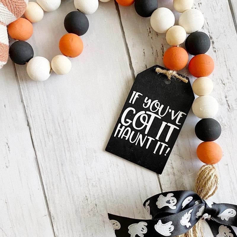 Halloween Farmhouse Beaded Garland, Halloween Decor, Ghost Decor, Halloween Beads