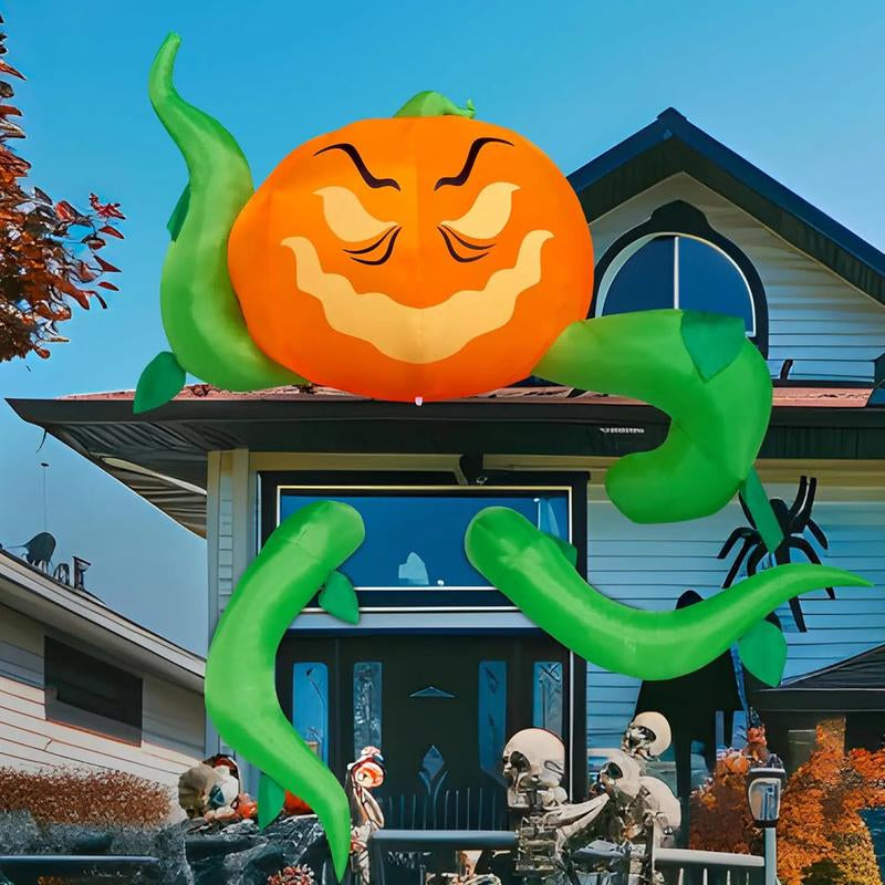 Halloween Window Decoration with Build-In Leds Halloween Inflatable Pumpkin Head with Tentacles Halloween Party Supplies Outside
