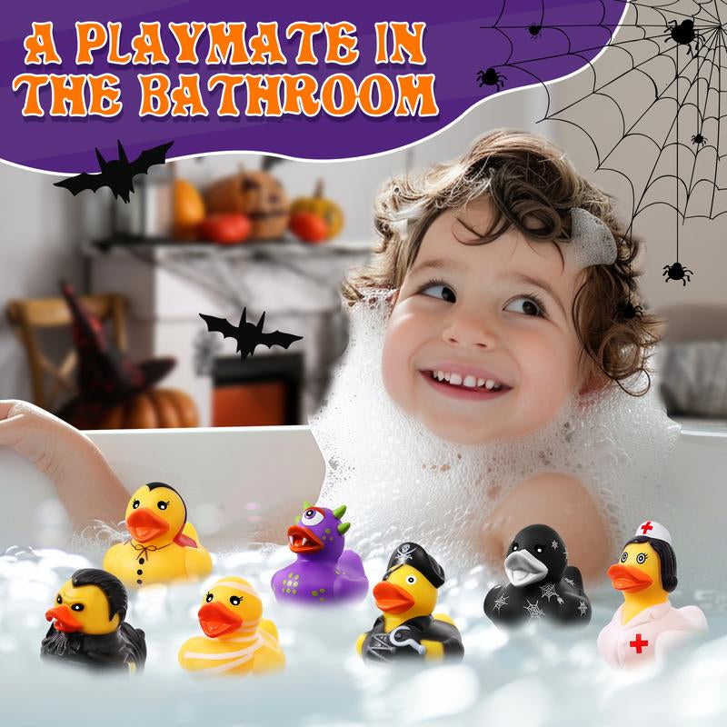 24 Pack Halloween Rubber Ducks with a Bag, Halloween Party Favors Halloween Basket Stuffers, Bath Toys for Kids, Goodie Bag Fillers, Halloween Ducks for Jeep, Exchange Gifts for Girls Boys