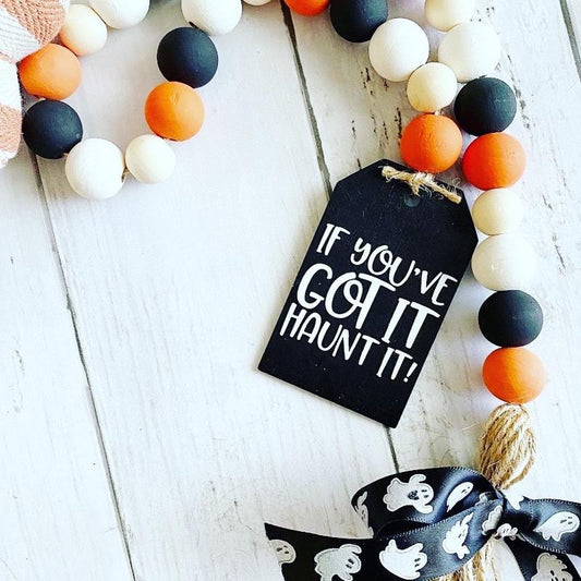 Halloween Farmhouse Beaded Garland, Halloween Decor, Ghost Decor, Halloween Beads