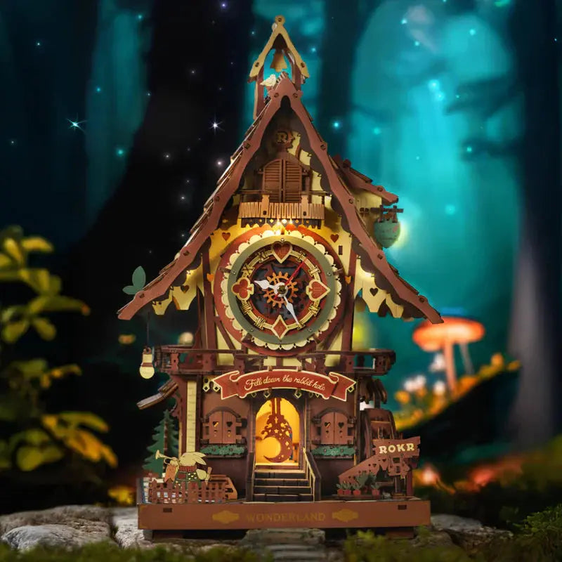 ROKR Colorful Cuckoo Clock Mechanical 3D Wooden Puzzle - LC901C | DIY Wooden Model Kit for Adults & Teens Robotime Global Store