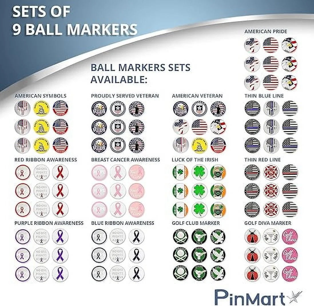 Golf Diva Magnetic Golf Ball Markers - Set of 9