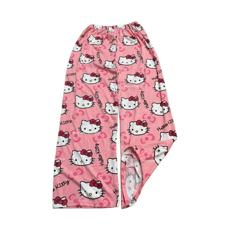 Sanrio Hello Kitty Summer Thin Pants Cotton Loose Lady Pajama Pant Pajama Trousers Cartoon Sleep Indoor Outdoor Lounge Wear Gift