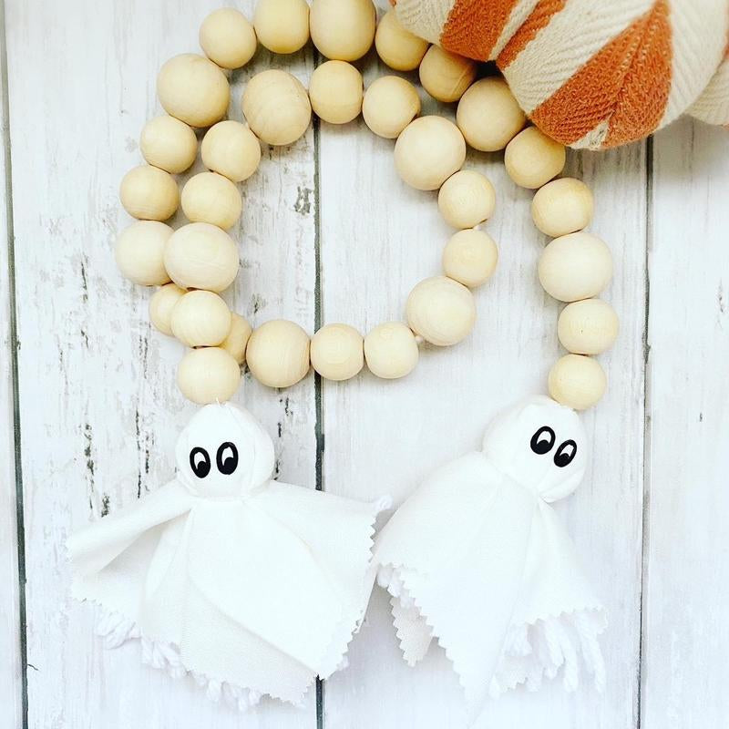 Ghost Halloween Beaded Garland, Halloween Decor, Halloween Farmhouse Bead Garland