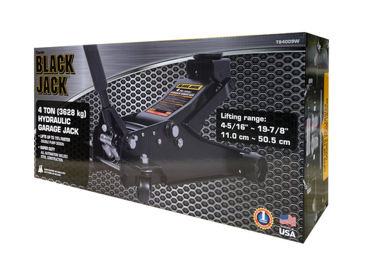 T84009W Heavy Duty Garage Jack with Dual Pump, 4 Ton Black