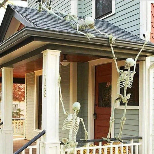 Halloween Movable Skeleton Plastic Realistic Human Full Body Skull Bones for Halloween Party Haunted House Graveyard Props Deco