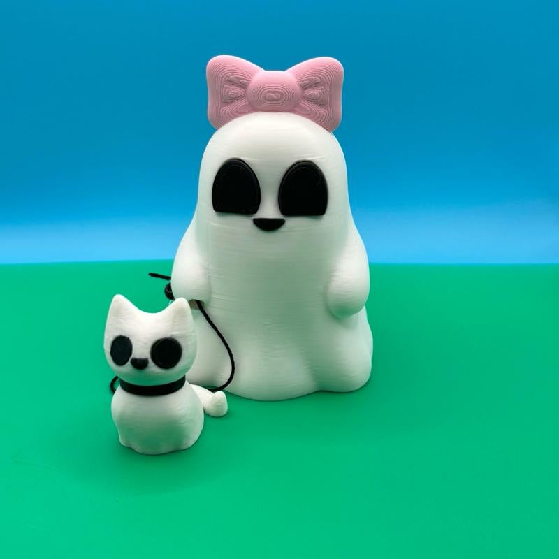 Cute Ghosts with Ghost Pets 3D Printed Figurines