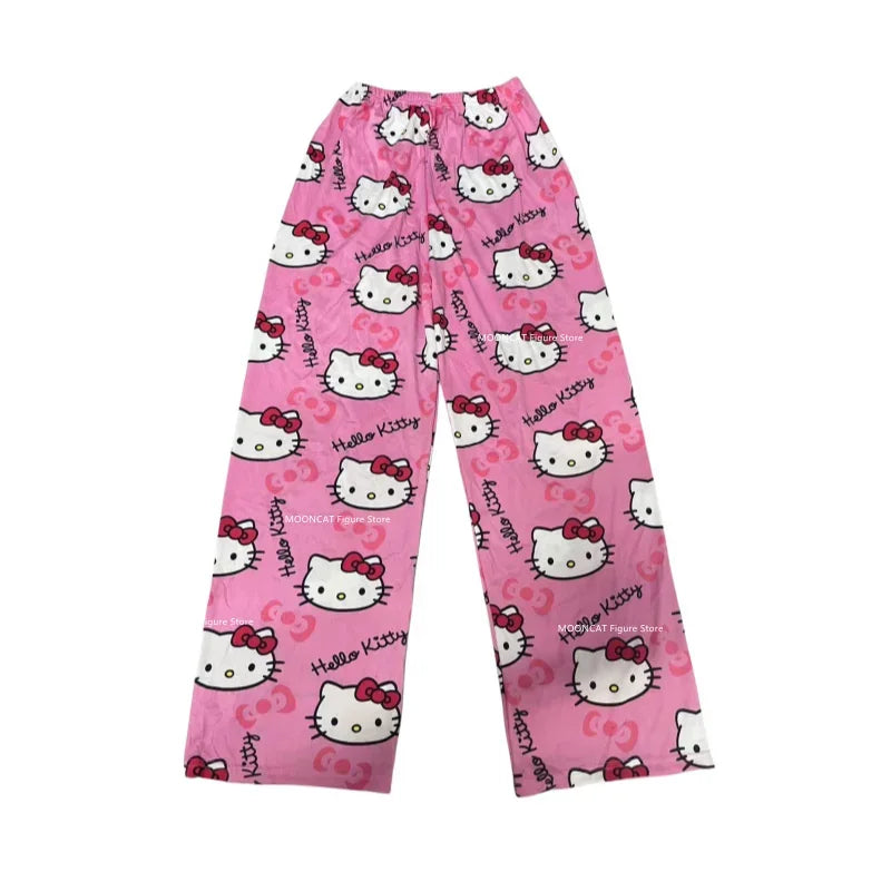 Sanrio Hello Kitty Summer Thin Pants Cotton Loose Lady Pajama Pant Pajama Trousers Cartoon Sleep Indoor Outdoor Lounge Wear Gift