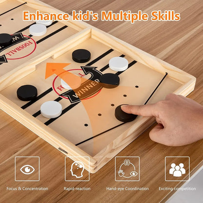 Fast Sling Puck Game,Wooden Hockey Game,Super Foosball Table,Desktop Battle Parent-Child Interaction Winner Slingshot Game,Adults And Kids Family Game Toys New Fashion Home Store