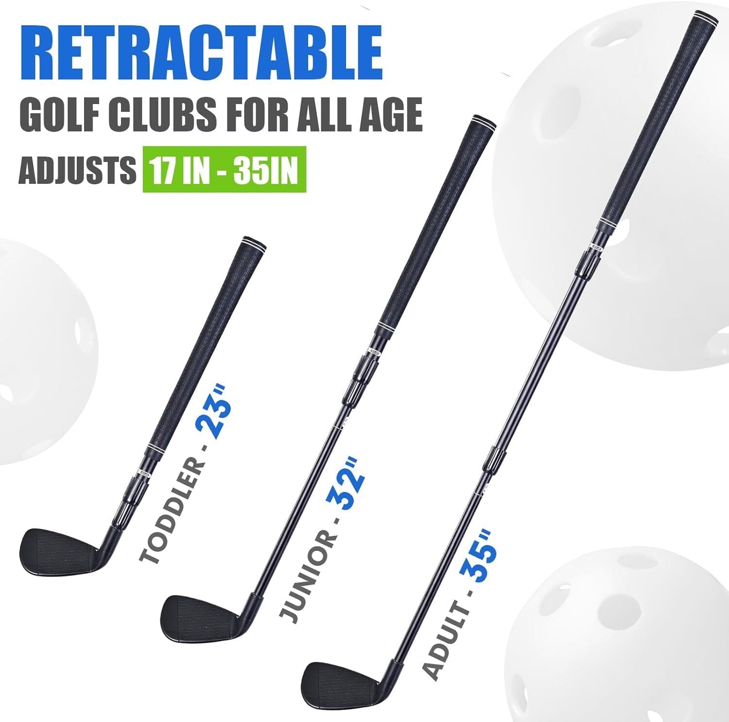 Golf Club Length Adjustable for Golf Bucket Backyard Game, Plastic Golf Clubs...