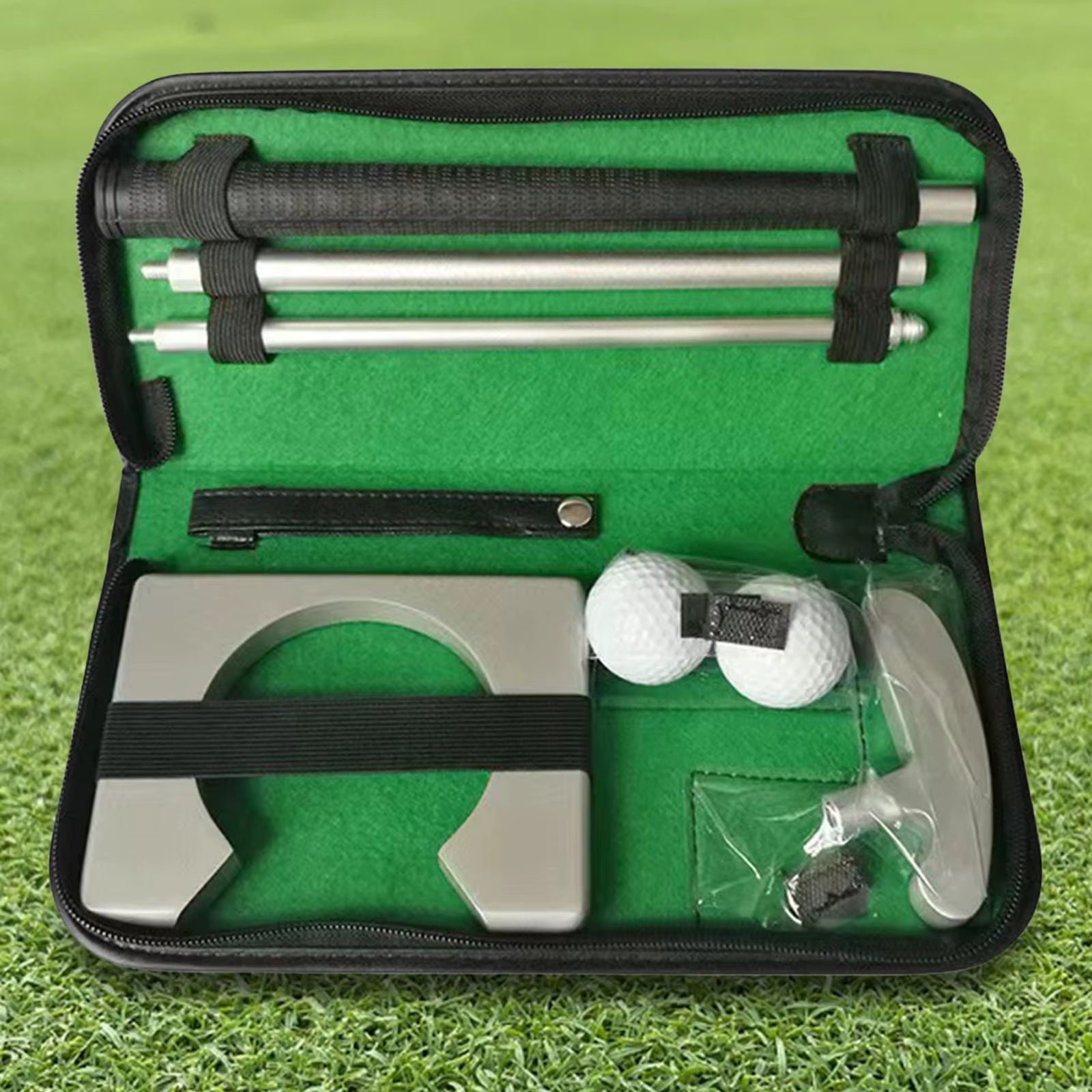 Golf Putter Set Bag Golf Ball Golf Putting Hole Target Home PU Leather Pouch