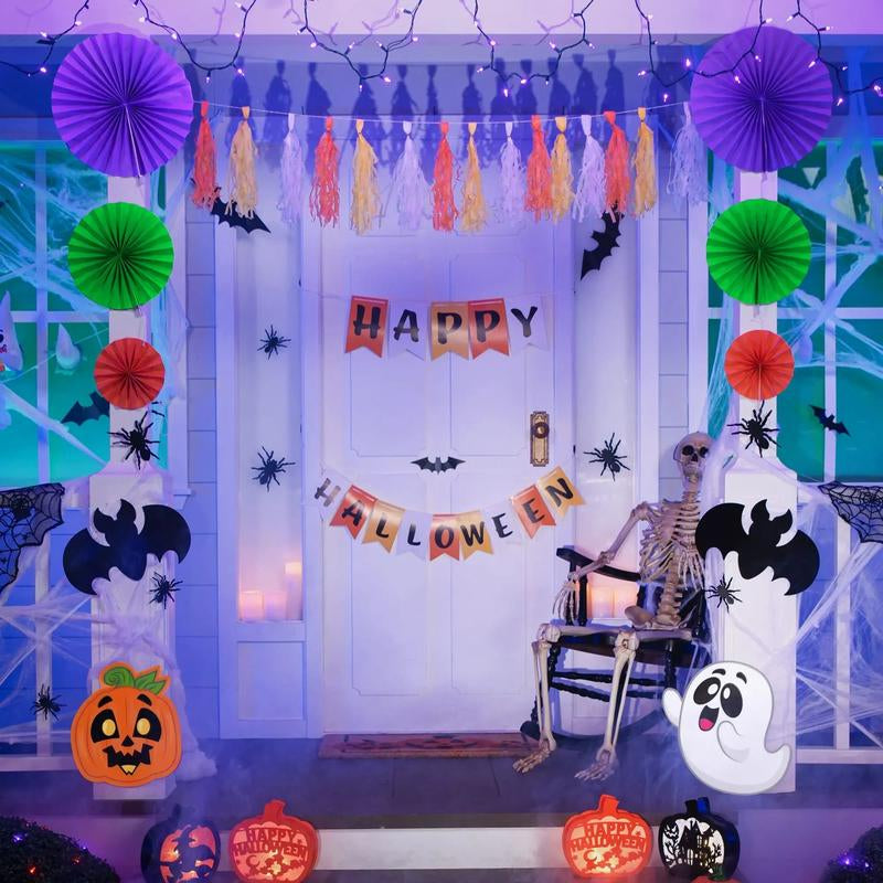 Halloween Pumpkin Sticker Halloween Trunk Decoration Set Banner Tiktokshopbacktoschool