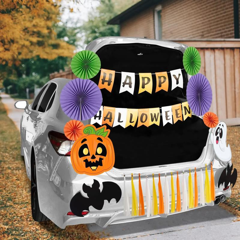 Halloween Pumpkin Sticker Halloween Trunk Decoration Set Banner Tiktokshopbacktoschool