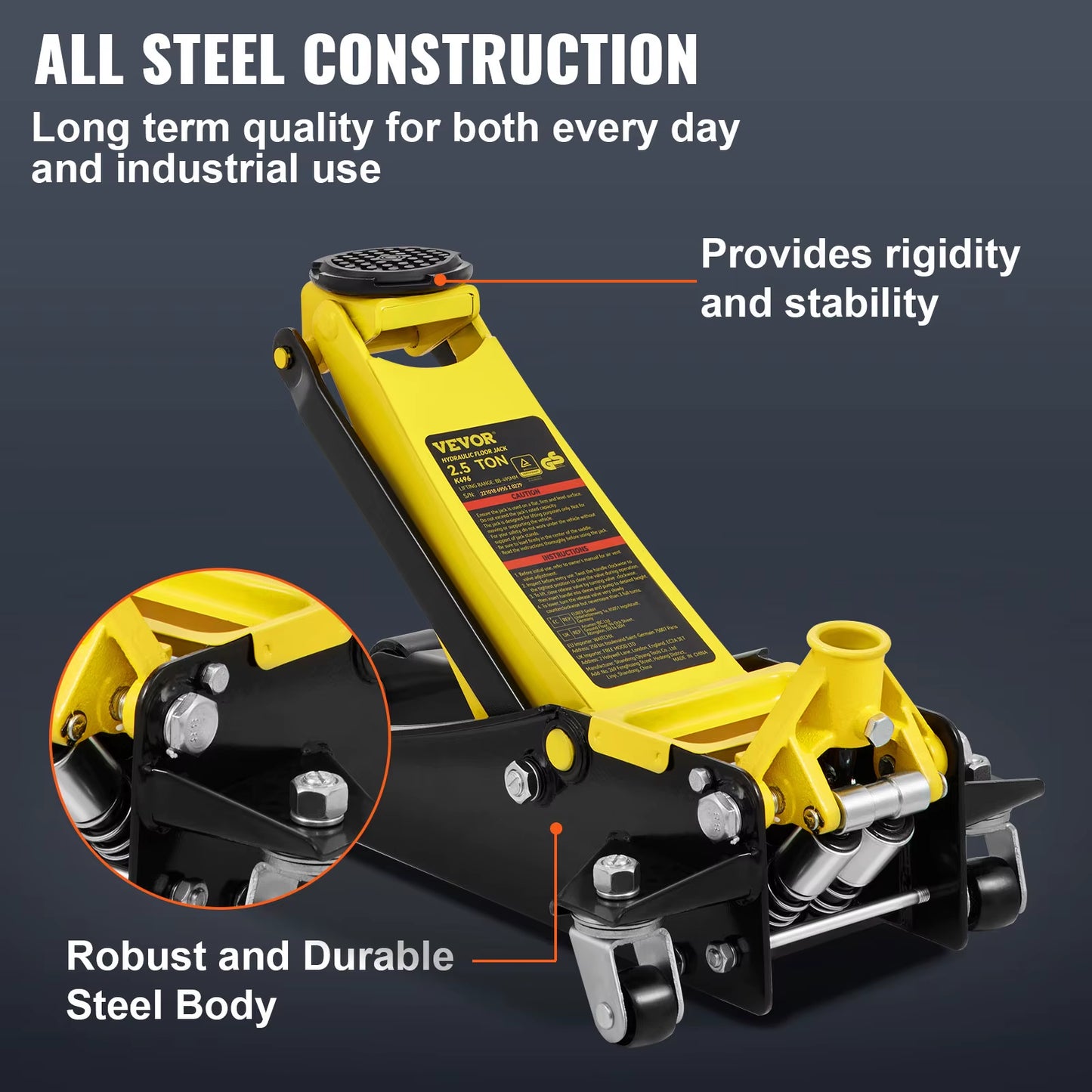 Succebuy Floor Jack Low Profile Floor Jack Heavy-Duty Steel Racing Floor Jack Quick Lift Pump Floor Lifting Range 3.64"-19.49"