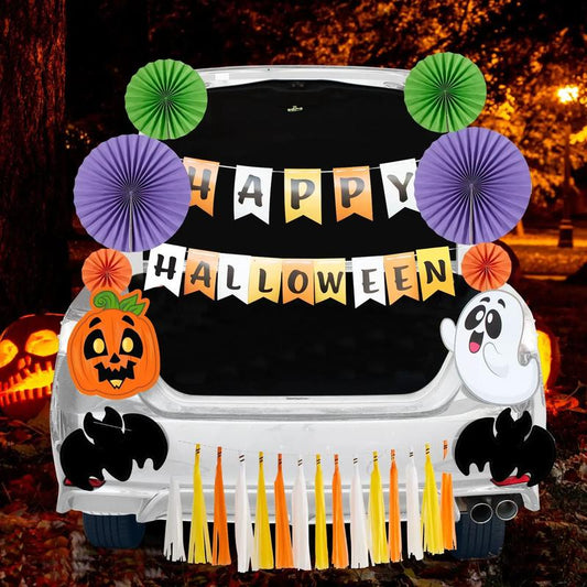Halloween Pumpkin Sticker Halloween Trunk Decoration Set Banner Tiktokshopbacktoschool