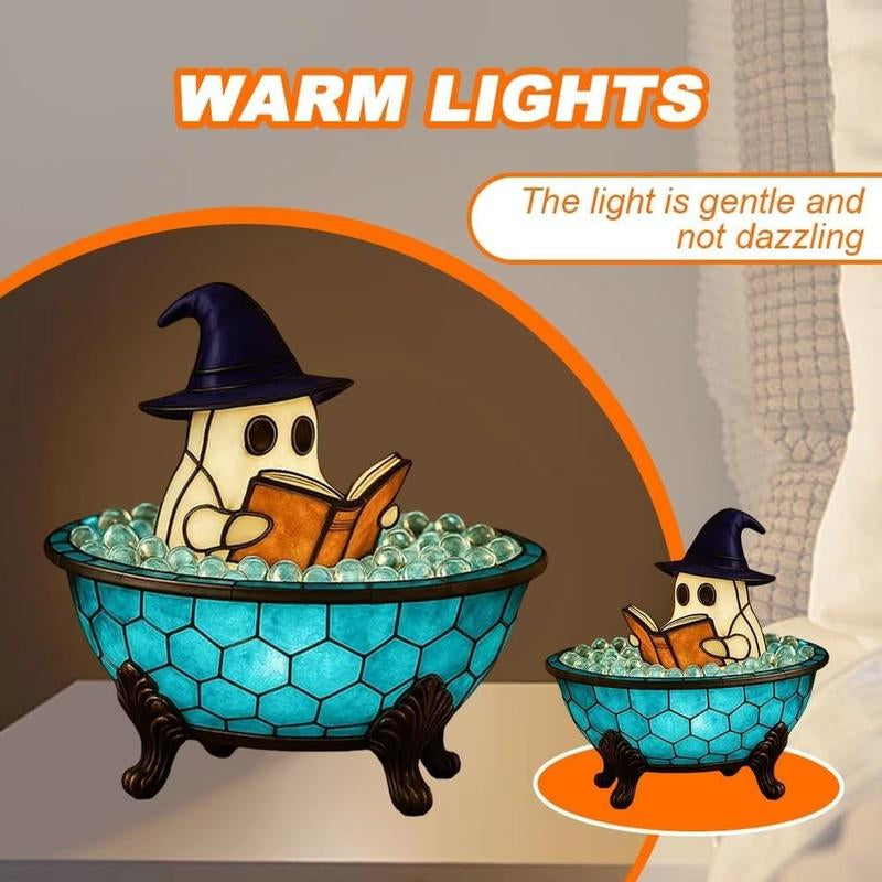 Ghost Bubble Bath Night Light – Halloween Handmade LED Lamp, Cute Spooky Decor for Bathtub & Party