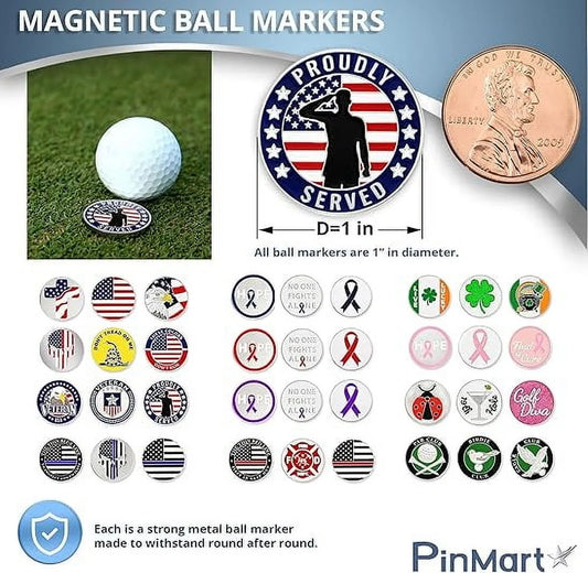 Golf Diva Magnetic Golf Ball Markers - Set of 9
