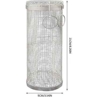 Rolling Grilling Basket Metal BBQ Barbecue Basket Net Portable Outdoor Camping Barbecue Rack Kitchen Gadgets YIWUGO Store