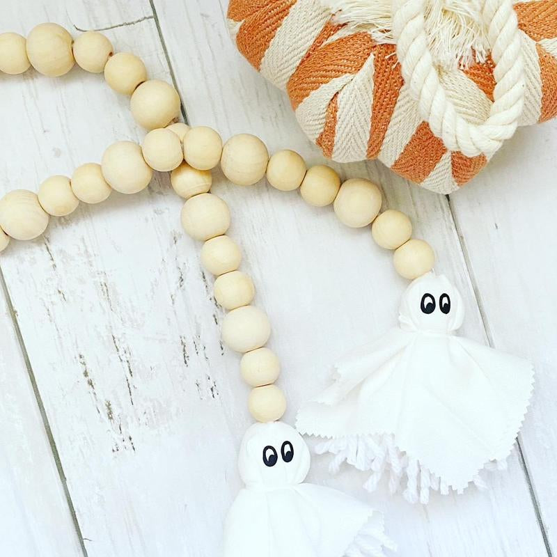 Ghost Halloween Beaded Garland, Halloween Decor, Halloween Farmhouse Bead Garland