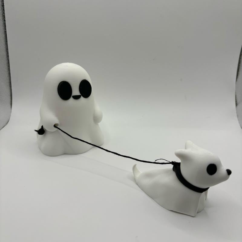 Cute Ghosts with Ghost Pets 3D Printed Figurines