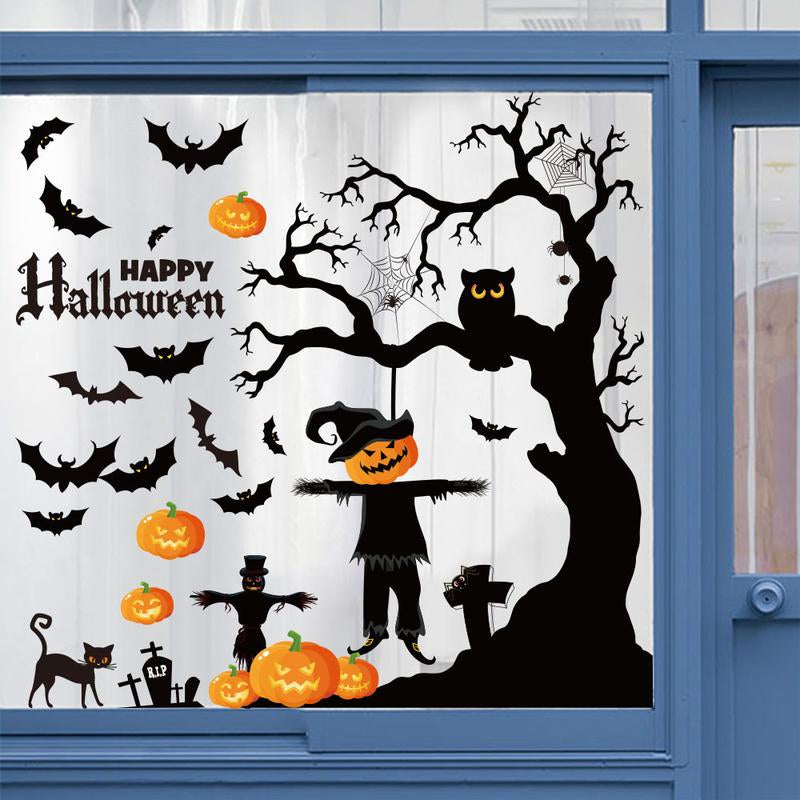 Halloween Window Clings Halloween Window Decorations Cute Pumpkin Ghost Halloween Window Stickers Halloween Window Decals for Halloween Party Decorations
