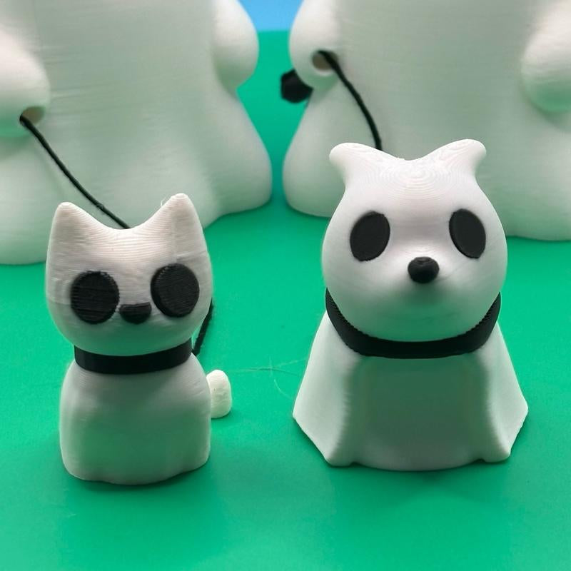 Cute Ghosts with Ghost Pets 3D Printed Figurines