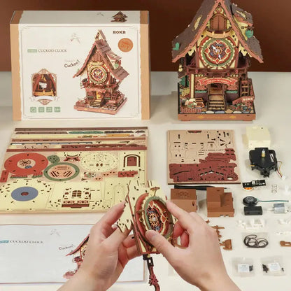 ROKR Colorful Cuckoo Clock Mechanical 3D Wooden Puzzle - LC901C | DIY Wooden Model Kit for Adults & Teens Robotime Global Store