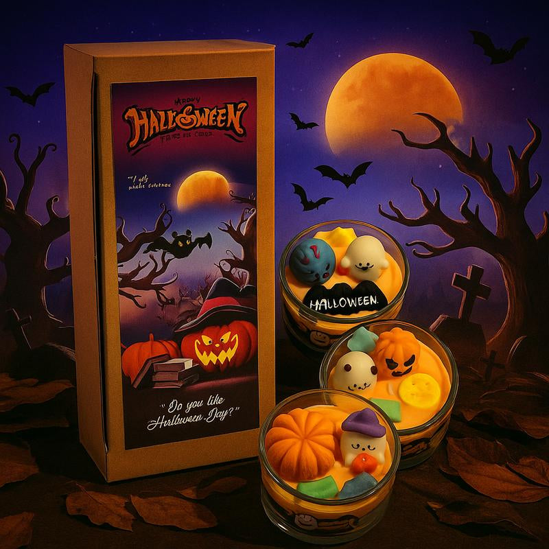 Halloween Candle Set, Spooky Ghost with Cute Pumpkins, Scented Candles, Halloween 3D Candles, Halloween Decoration , Gift, Fall Aromatherapy, Farmhouse Candles