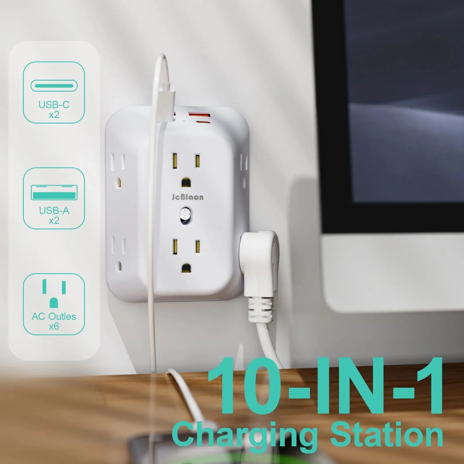 USB Wall Charger Surge Protector 6 Outlet Extender with 4 USB Charging Ports (2 USB C Outlet) , Wall Adapter Spaced for Home Berkshaw