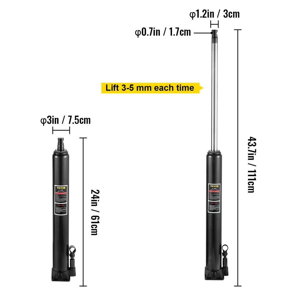 8-Ton 17636 Lbs. Black Hydraulic Long Ram Jack Manual Cherry Picker with Single Piston Pump, Clevis Base and Handle