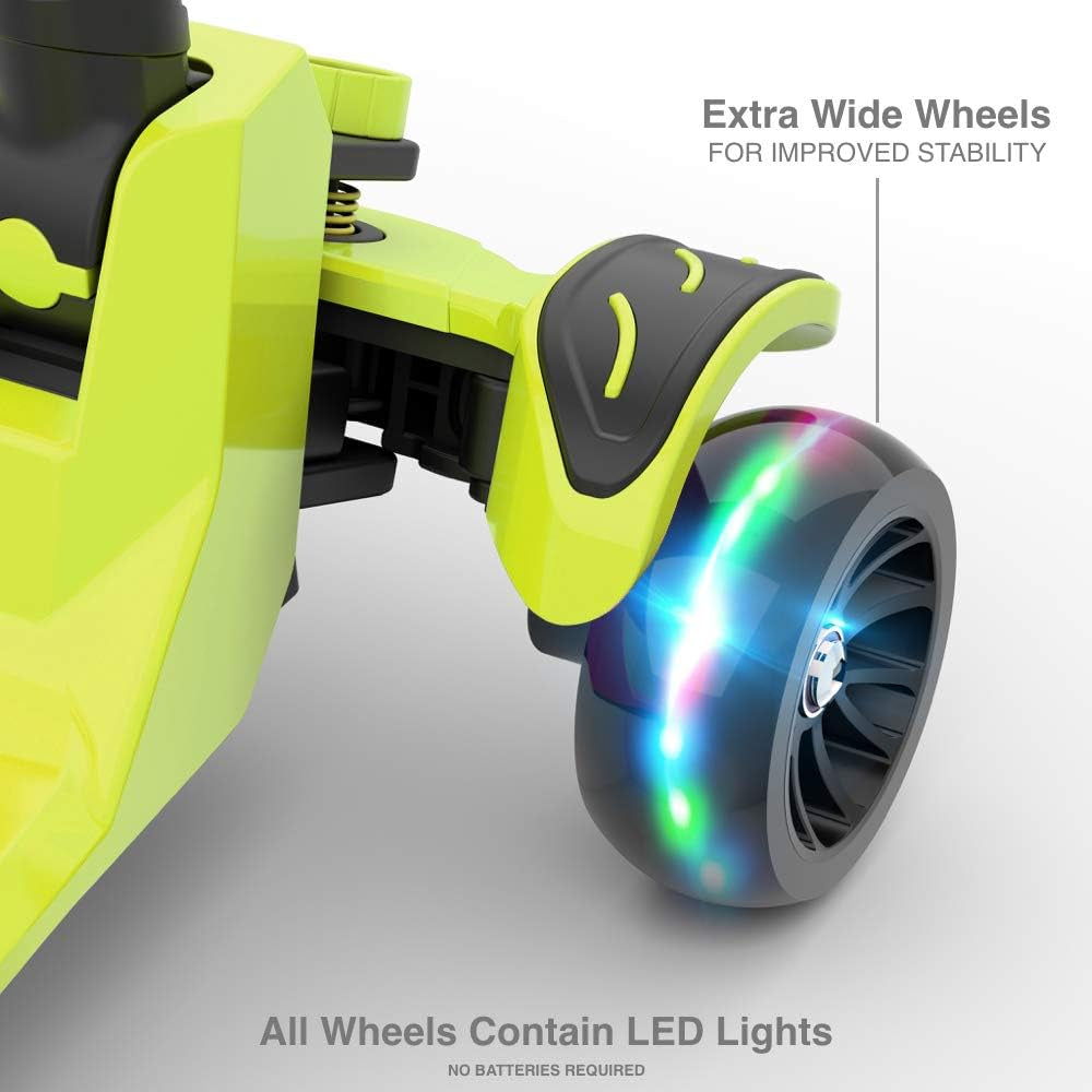 Kids Scooter with Adjustable Height, Toddler Scooter with Widened Flash Wheels, Ages 3-8, Lean to Steer