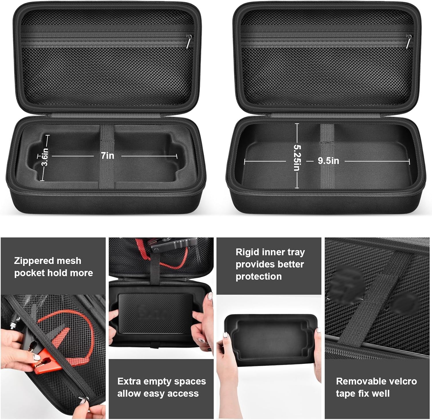 Case for Halo Bolt 58830/57720/ Air 58830/ ACDC Max 55500 Mwh/Air + Portable Emergency Power Kit, Storage Holder for Air Nozzles, Extra Accessory, Car Jump Starter, and Charger- Black (Box Only)
