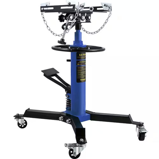 Transmission Jack 1100 Lbs. Hydraulic Telescopic Floor Jack Stand 2-Stage W/ Foot Pedal 360-Degree Wheel for Garage Shop