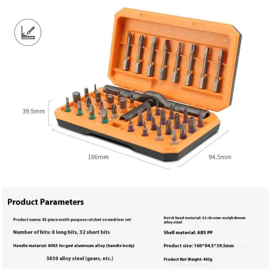 42-in-1 Multi-Purpose Ratchet Screwdriver Set, S2 Alloy Steel, with Case Berkshaw