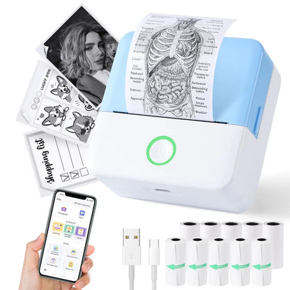Thermal Mini Printer Portable Inkless Sticker Maker Bluetooth Printer for Phone Wireless Label Printer with Tape Free Cut Small Pocket Printer for Notes&Children DIY Compatible with iOS&Android Berkshaw