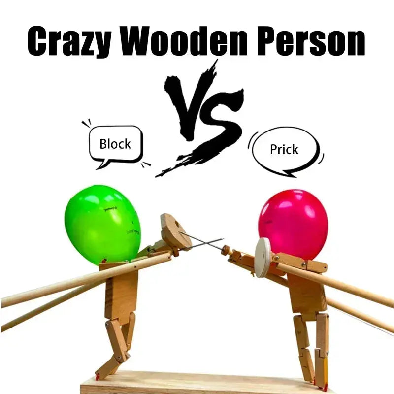 Fun Balloon Bamboo Man Battle Handmade Wooden Fencing Puppets Wooden Bots Battle Game Whack A Balloon for Party Game Children Shop1103835639 Store