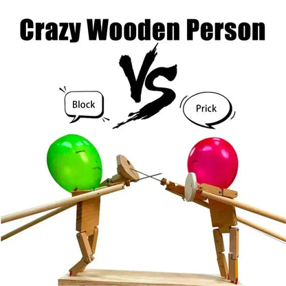 Fun Balloon Bamboo Man Battle Handmade Wooden Fencing Puppets Wooden Bots Battle Game Whack A Balloon for Party Game Children Shop1103835639 Store