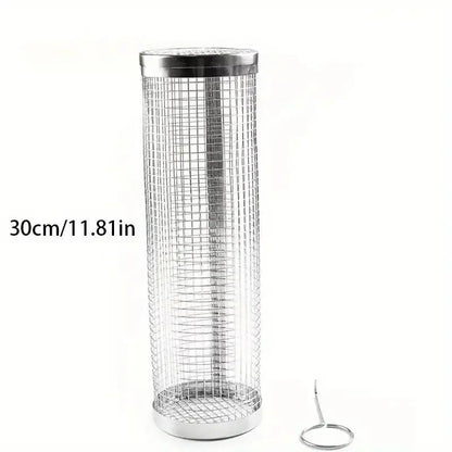 Rolling Grilling Basket Metal BBQ Barbecue Basket Net Portable Outdoor Camping Barbecue Rack Kitchen Gadgets YIWUGO Store