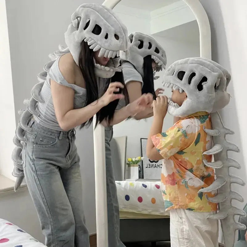 DinoRoar™ Plush Headgear: Cozy Skeleton Fun 🦖 Eva Moon Store