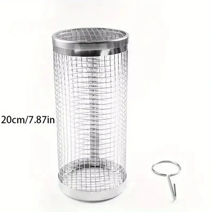 Rolling Grilling Basket Metal BBQ Barbecue Basket Net Portable Outdoor Camping Barbecue Rack Kitchen Gadgets YIWUGO Store