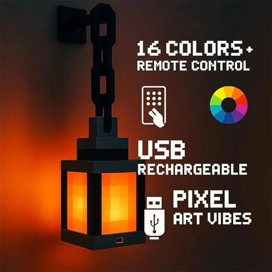 Pixel Style Night Light – 16-Color Portable DIY Lantern Decor Lessdot Official Store