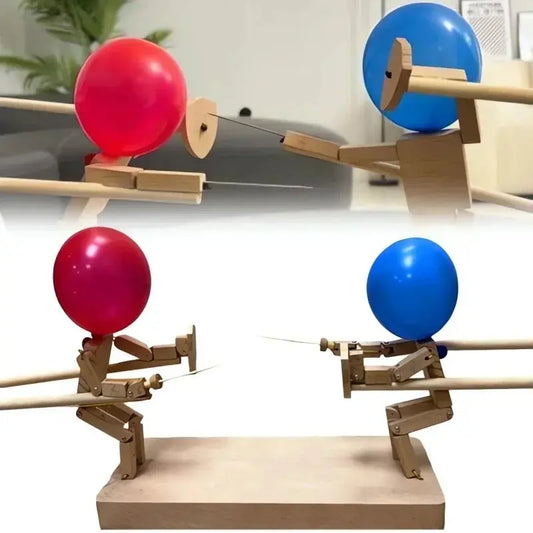 Fun Balloon Bamboo Man Battle Handmade Wooden Fencing Puppets Wooden Bots Battle Game Whack A Balloon for Party Game Children Shop1103835639 Store