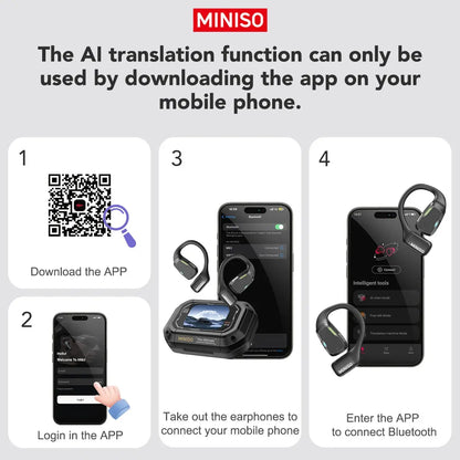 Translator Earphone  MINISO M98 AI Wireless Headphones Office Chat Headset ASMR Headset DIY APP AI Wireless Headphones with Mi SQ Tech Audio Store
