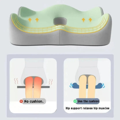 1pc Memory Foam Seat Cushion - 3D Ergonomic Support| Light Green & Grey, Washable Polyester, Car/Office Essentials Stone's Store