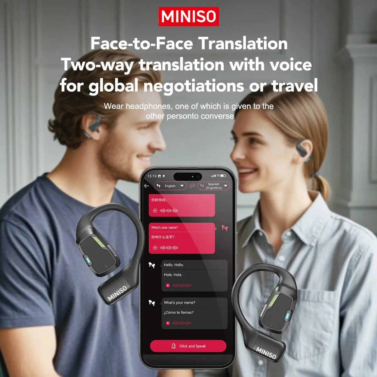 Translator Earphone  MINISO M98 AI Wireless Headphones Office Chat Headset ASMR Headset DIY APP AI Wireless Headphones with Mi SQ Tech Audio Store