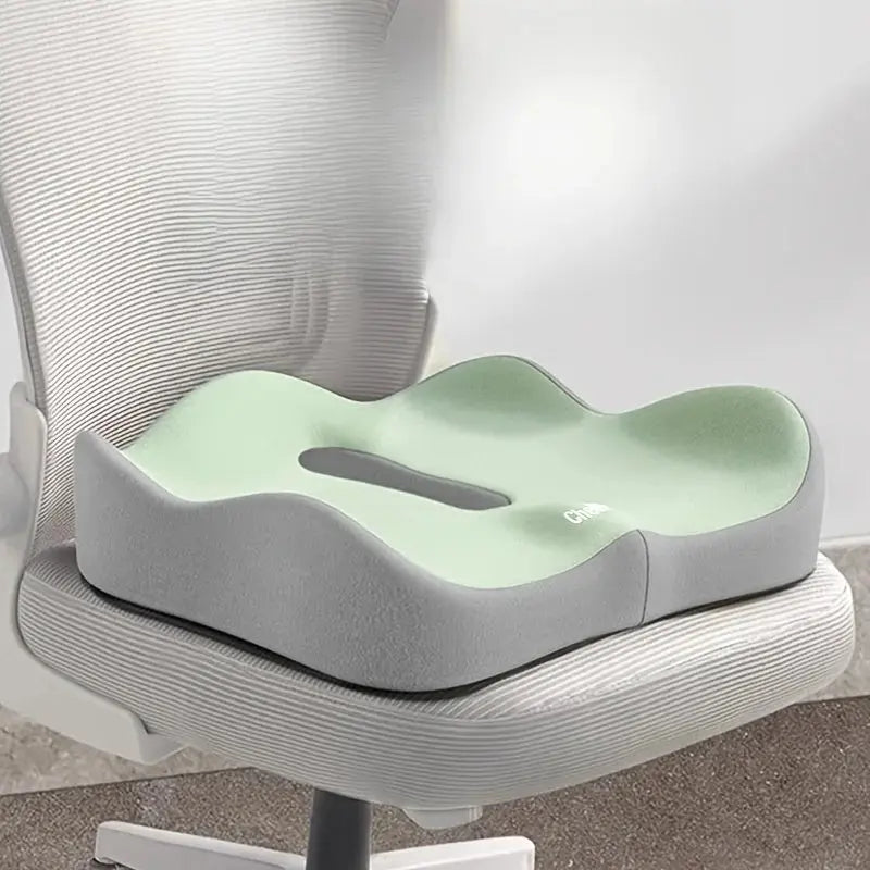 1pc Memory Foam Seat Cushion - 3D Ergonomic Support| Light Green & Grey, Washable Polyester, Car/Office Essentials Stone's Store