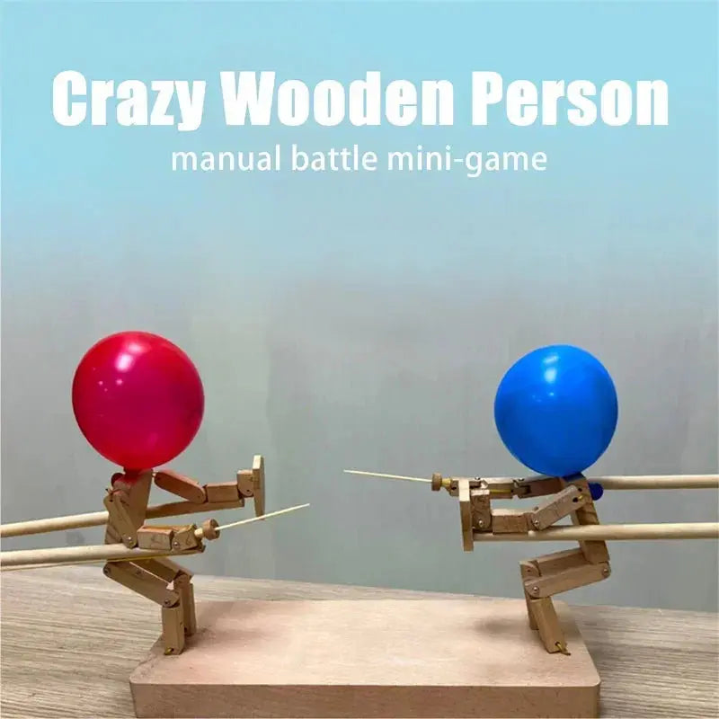 Fun Balloon Bamboo Man Battle Handmade Wooden Fencing Puppets Wooden Bots Battle Game Whack A Balloon for Party Game Children Shop1103835639 Store